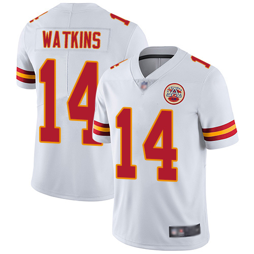 Men Kansas City Chiefs 14 Watkins Sammy White Vapor Untouchable Limited Player Football Nike NFL Jersey